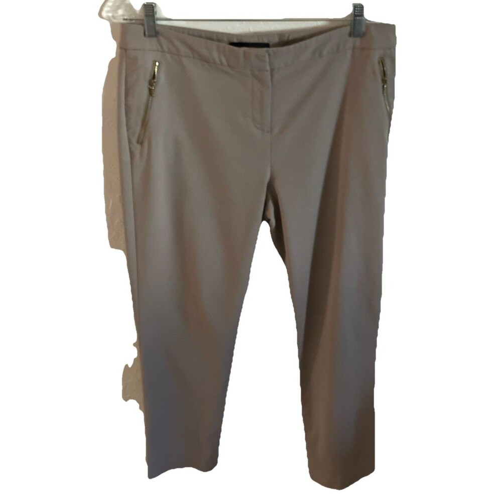 Ivanka Trump Pants 10 Beige Zip Pockets Career Classic Minimalist Academia